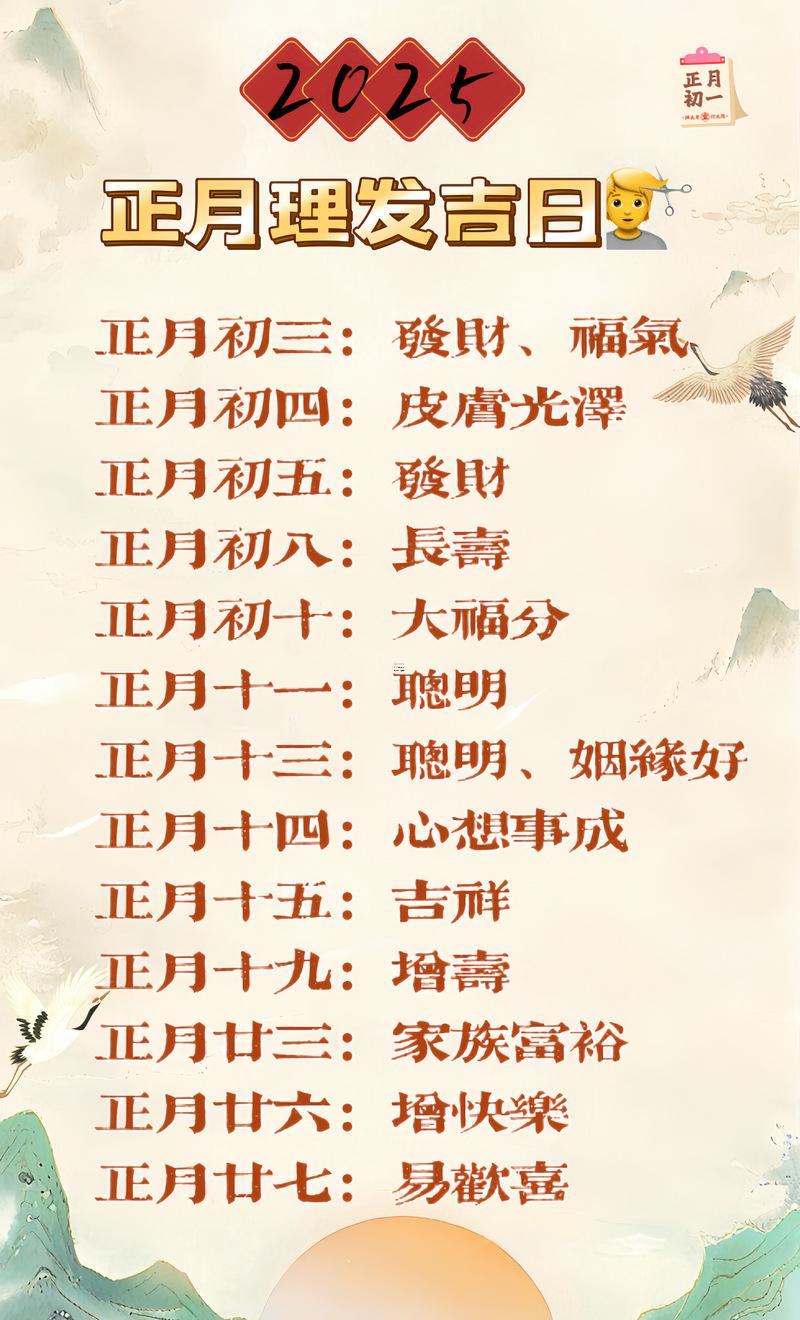 2025年10月理發(fā)擇吉日