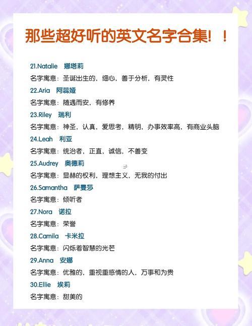 好聽的英文名字女
