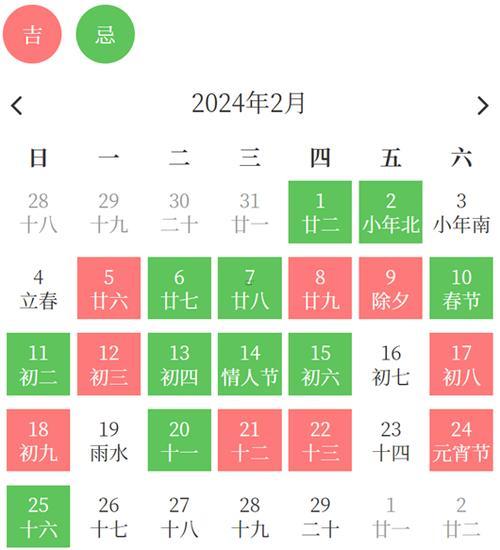 2026年2月沐浴吉日