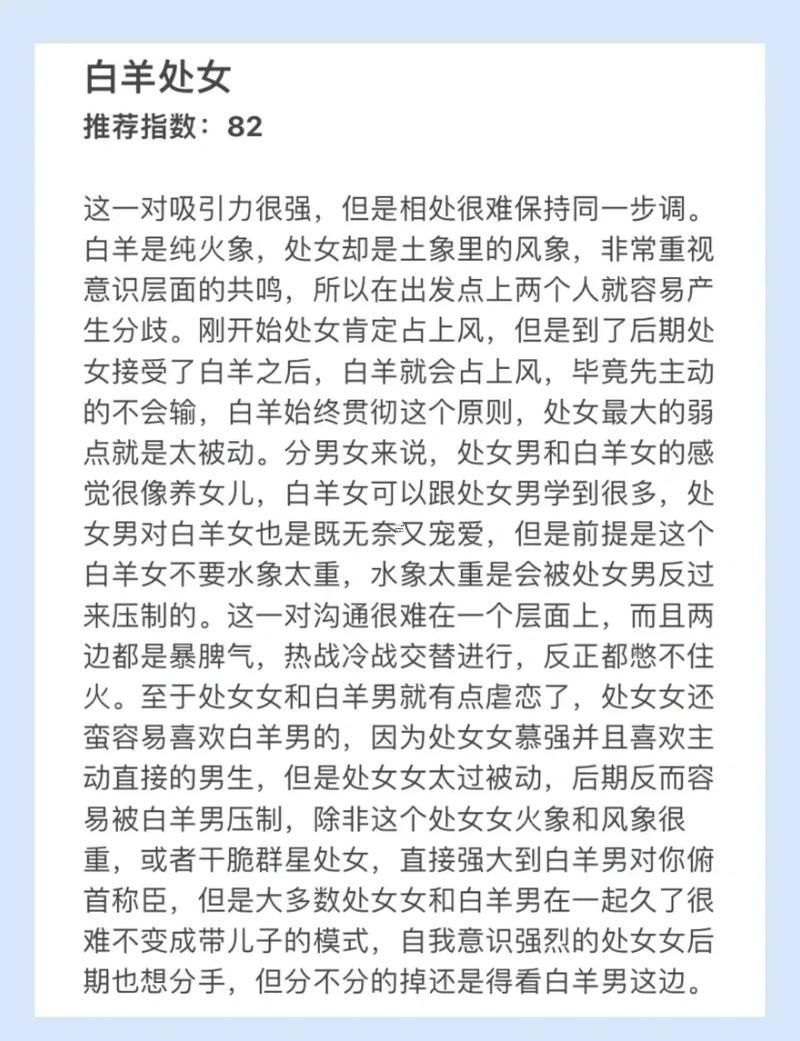 白羊男處女座女配對