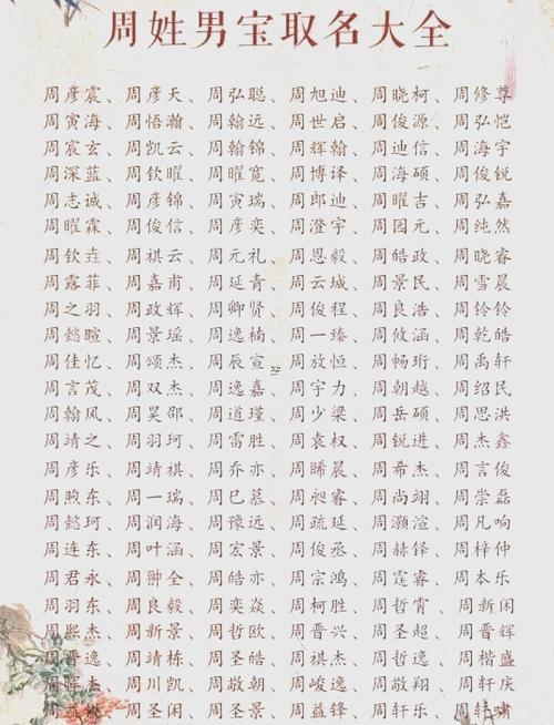 周姓男孩名字大全