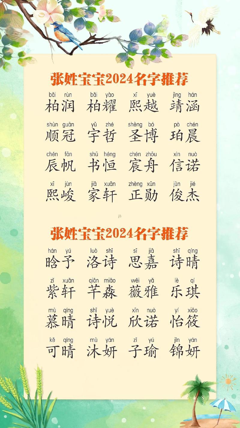張姓女孩名字2025清純