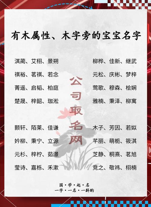 缺木屬性男孩常用字