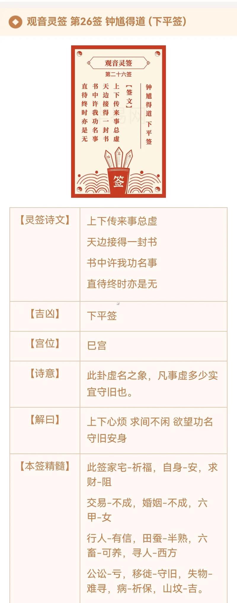 觀音靈簽第31簽解姻緣