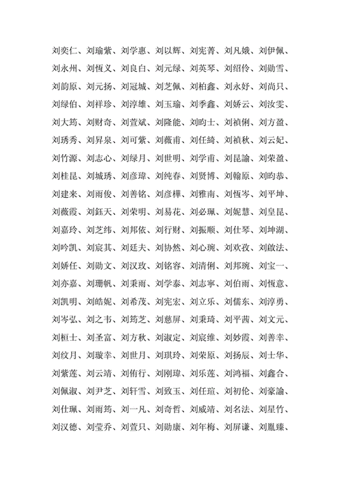 劉氏起名大全男孩名字大全